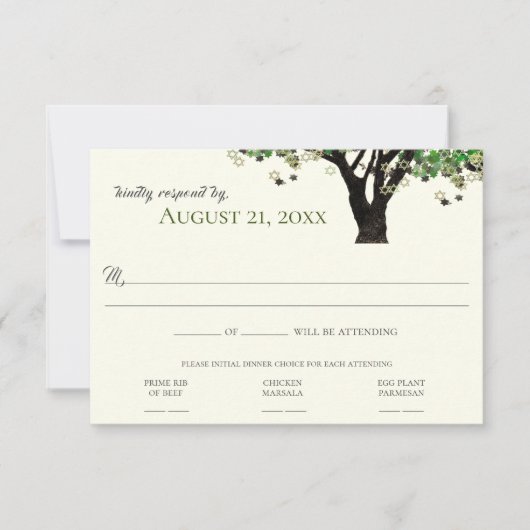 Ingelijste Boom Ster van David Mitzvah RSVP  Kaart (Voorkant)