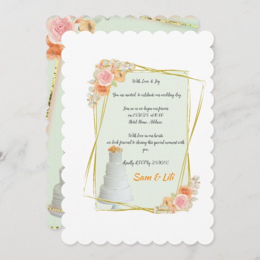 ingelijste bruiloft uitnodiging (Voorkant / Achterkant)