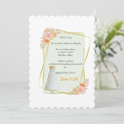 ingelijste bruiloft uitnodiging (Staand voorkant)