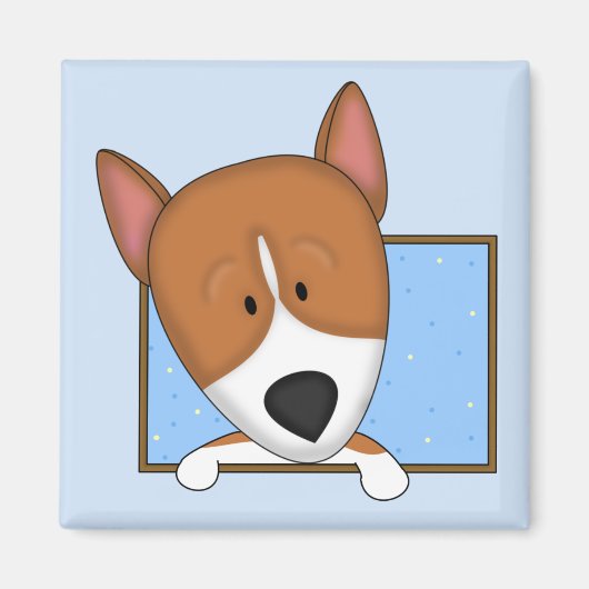 Ingelijste Cartoon Basenji Magnet (Voorkant)
