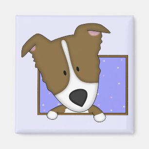 Ingelijste Cartoon Brown Border Collie Magnet