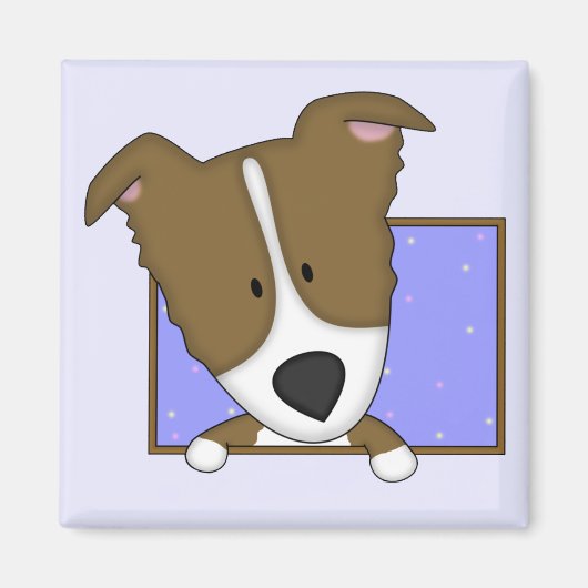 Ingelijste Cartoon Brown Border Collie Magnet (Voorkant)