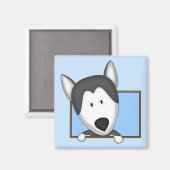 Ingelijste Cartoon Siberische Husky Magnet (Voorkant / Achterkant)
