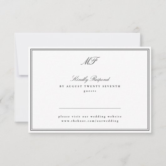Ingelijste Classic Formal Black Stropdas Website M RSVP Kaartje (Voorkant)
