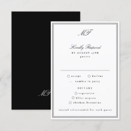 Ingelijste Classic Formal Black Stropdas White Wed RSVP Kaartje