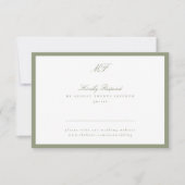 Ingelijste Classic Formal Sage Green Website Monog RSVP Kaartje (Voorkant)