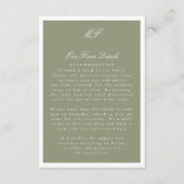 Ingelijste Classic Formal Sage Wedding Details Inf Informatiekaartje (Voorkant)