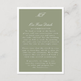 Ingelijste Classic Formal Sage Wedding Details Inf Informatiekaartje