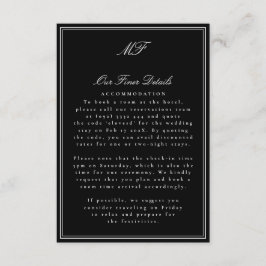 Ingelijste Classic formele Tuxedo Wedding Details Informatiekaartje
