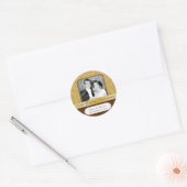 Ingelijste Damask Golden 50th Jubileum Ronde Sticker (Envelop)