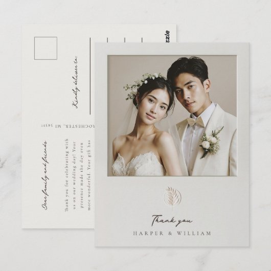 Ingelijste dank u foto bruiloft Briefkaart (Voorkant / Achterkant)
