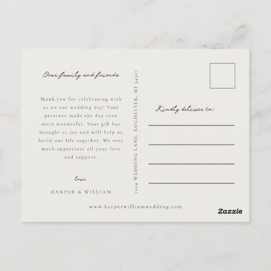 Ingelijste dank u foto bruiloft Briefkaart (Achterkant)