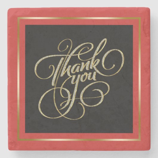 Ingelijste -Dank u- Moderne typografie Stenen Onderzetter (Voorkant)