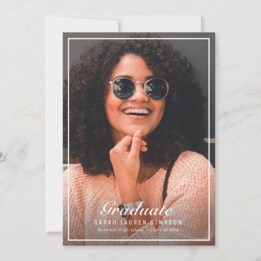 Ingelijste dubbelzijdige foto afstudeerfeest kaart (Voorkant)