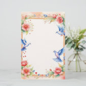 Ingelijste duiven 1 briefpapier (Staand voorkant)