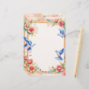 Ingelijste duiven 1 briefpapier