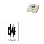 Ingelijste Eenvoudige 3 Initiaal Letter Monogram N Rubberstempel (Gestempeld)