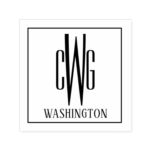 Ingelijste Eenvoudige 3 Initiaal Letter Monogram N Zelfinktende Stempel (Design)