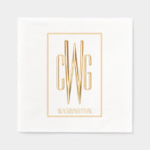 Ingelijste Eenvoudige 3 Initialen Letter Monogram  Folie Servetten (Voorkant)