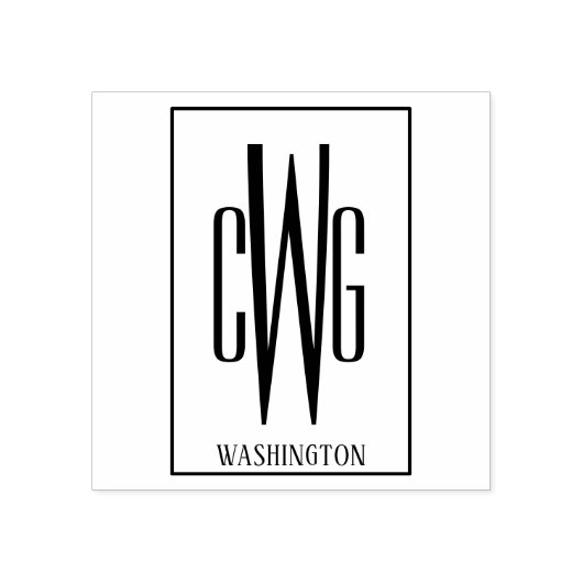 Ingelijste Eenvoudige 3 Initialen Letter Monogram  Rubberstempel (Afrduk)