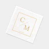 Ingelijste Eenvoudige Elegante Monogram Huwelijk Folie Servetten (Links)