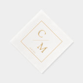 Ingelijste Eenvoudige Elegante Monogram Huwelijk Folie Servetten (Rechts)