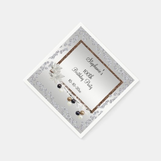 Ingelijste elegantie 100ste verjaardag partij servetten (Hoek)