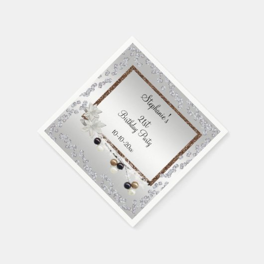 Ingelijste elegantie 21ste verjaardagsfeest servetten (Hoek)