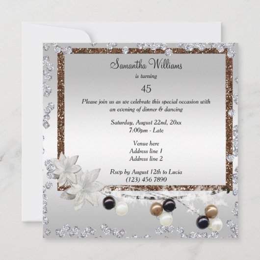 Ingelijste elegantie 45e verjaardag kaart (Achterkant)