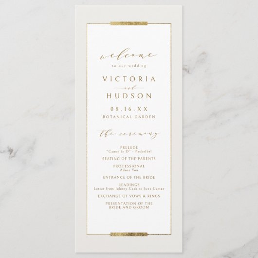 Ingelijste Elegantie Eenvoudig Modern Classy Bruil Programmakaart (Voorkant)