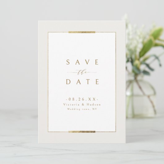 Ingelijste Elegantie Eenvoudig Modern Classy Bruil Save The Date (Staand voorkant)