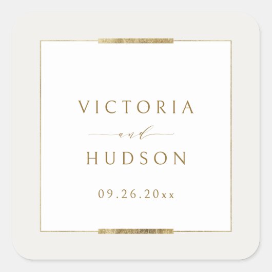 Ingelijste Elegantie Eenvoudig Modern Classy Bruil Vierkante Sticker (Voorkant)