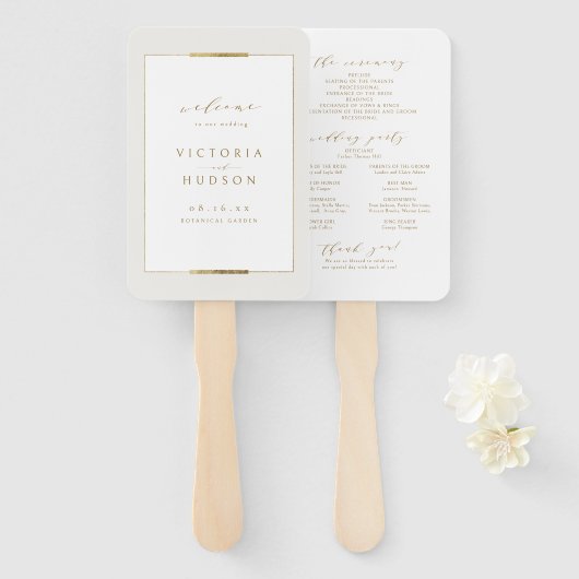 Ingelijste Elegantie Eenvoudig Modern Huwelijkspro Handwaaier (Voorkant en achterkant)