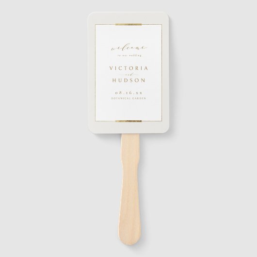 Ingelijste Elegantie Eenvoudig Modern Huwelijkspro Handwaaier (Voorkant)