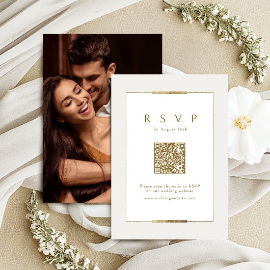 Ingelijste Elegantie Modern Classy QR code Bruilof RSVP Kaartje