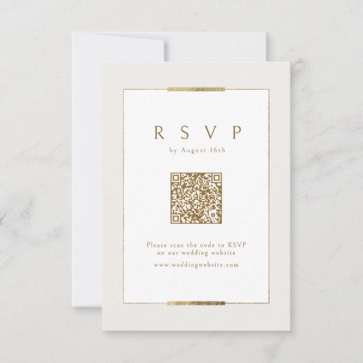 Ingelijste Elegantie Modern Classy QR code Bruilof RSVP Kaartje (Voorkant)
