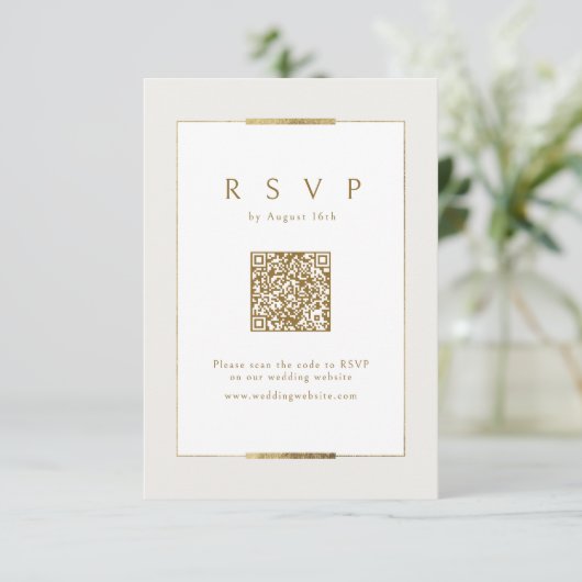 Ingelijste Elegantie Modern Classy QR code Bruilof RSVP Kaartje (Staand voorkant)