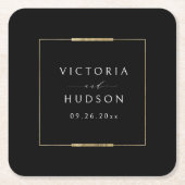 Ingelijste Elegantie Zwart Eenvoudig Modern Bruilo Kartonnen Onderzetters (Voorkant)