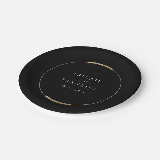 Ingelijste Elegantie Zwart Eenvoudig Modern Bruilo Papieren Bordje (Gekanteld)