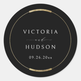 Ingelijste Elegantie Zwart Eenvoudig Modern Bruilo Ronde Sticker
