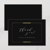Ingelijste Elegantie Zwart Eenvoudig Modern Classy Bedankkaart (Voorkant / Achterkant)