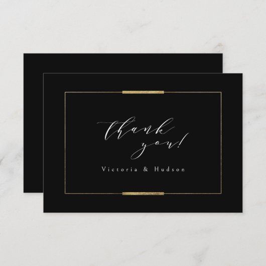 Ingelijste Elegantie Zwart Eenvoudig Modern Classy Bedankkaart (Voorkant / Achterkant)