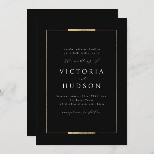 Ingelijste Elegantie Zwart Eenvoudig Modern Classy Kaart (Voorkant / Achterkant)