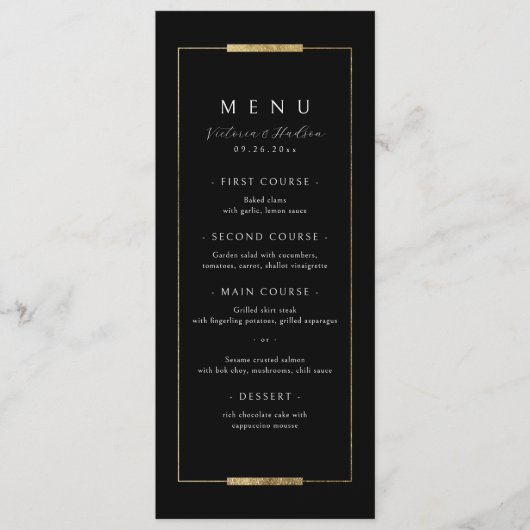 Ingelijste Elegantie Zwart Eenvoudig Modern Classy Menu (Voorkant)