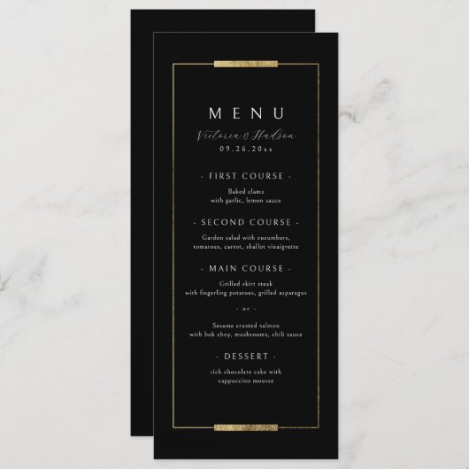 Ingelijste Elegantie Zwart Eenvoudig Modern Classy Menu (Voorkant / Achterkant)