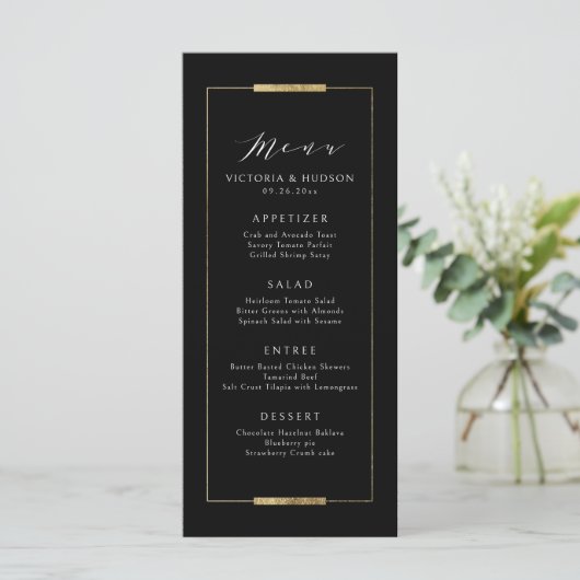 Ingelijste Elegantie Zwart Eenvoudig Modern Classy Menu (Staand voorkant)