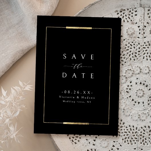 Ingelijste Elegantie Zwart Eenvoudig Modern Classy Save The Date