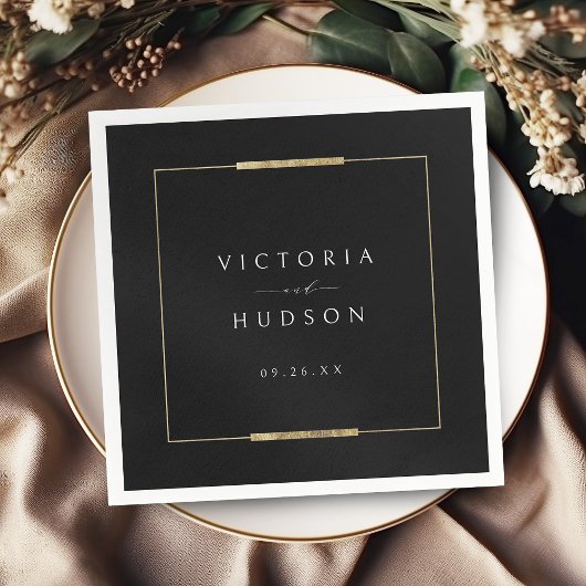 Ingelijste Elegantie Zwart Eenvoudig Modern Classy Servet