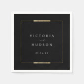 Ingelijste Elegantie Zwart Eenvoudig Modern Classy Servet (Voorkant)
