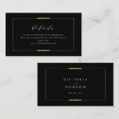 Ingelijste Elegantie Zwart Eenvoudige Bruiloft Det Plaatskaartje (Voorkant / Achterkant)